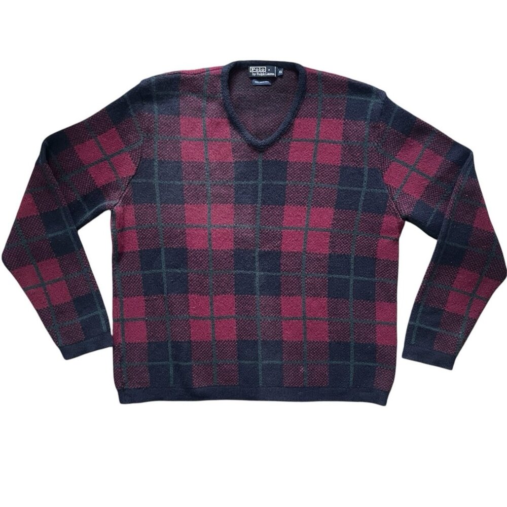 Polo Ralph Lauren | Wool Plaid Sweater Mens XL - Tartan Buffalo Checked